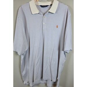 Polo Golf Ralph Lauren Mens XXL Classic Blue White Stripe Pima Cotton Polo Shirt